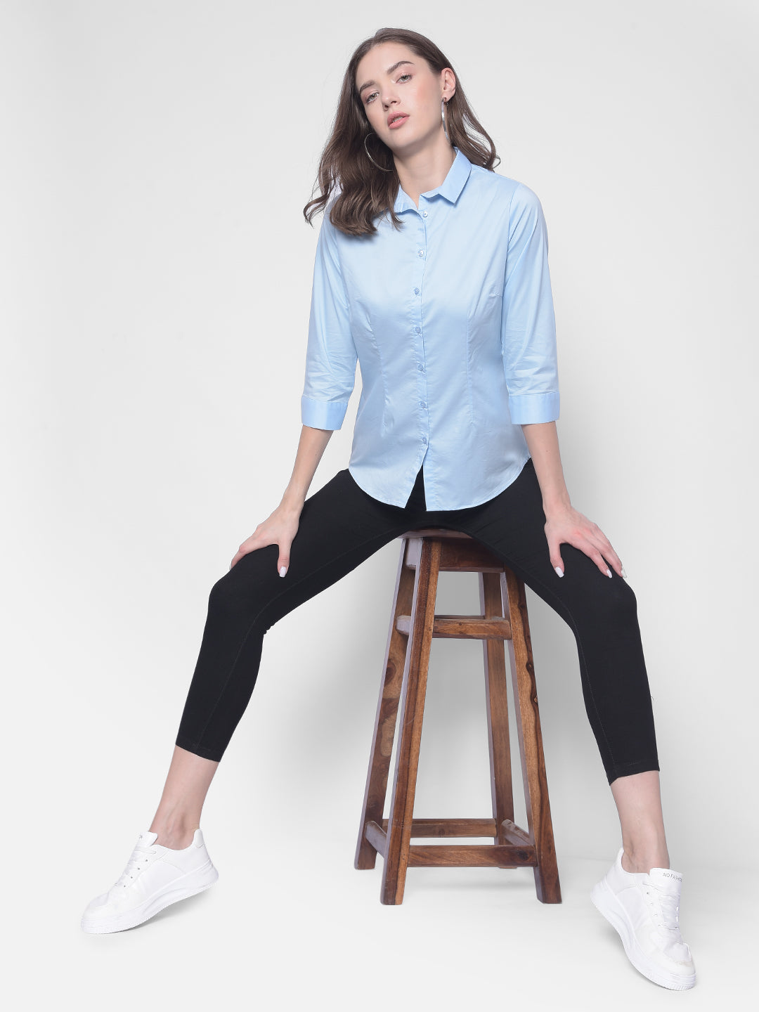 Blue Shirt-Women Shirts-Crimsoune Club
