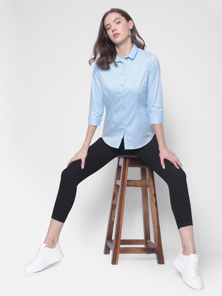 Blue Shirt-Women Shirts-Crimsoune Club