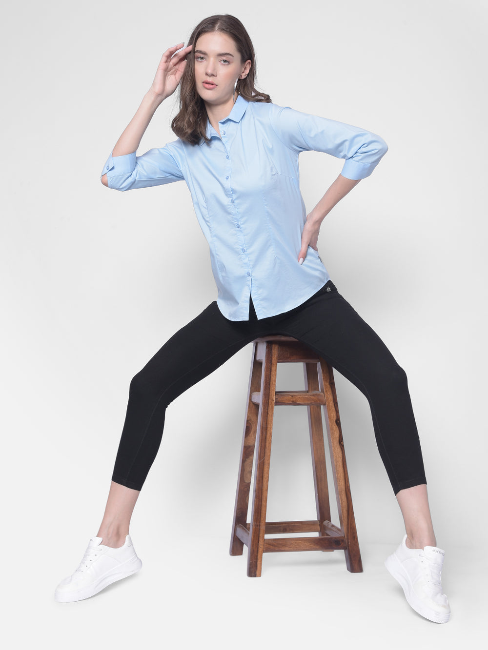 Blue Shirt-Women Shirts-Crimsoune Club