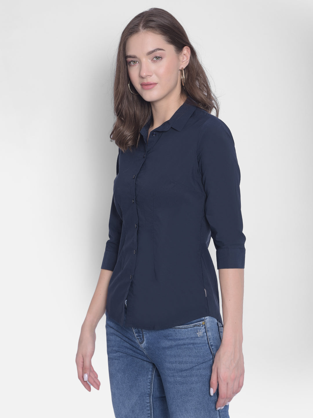 Navy Blue Shirt-Women Shirts-Crimsoune Club