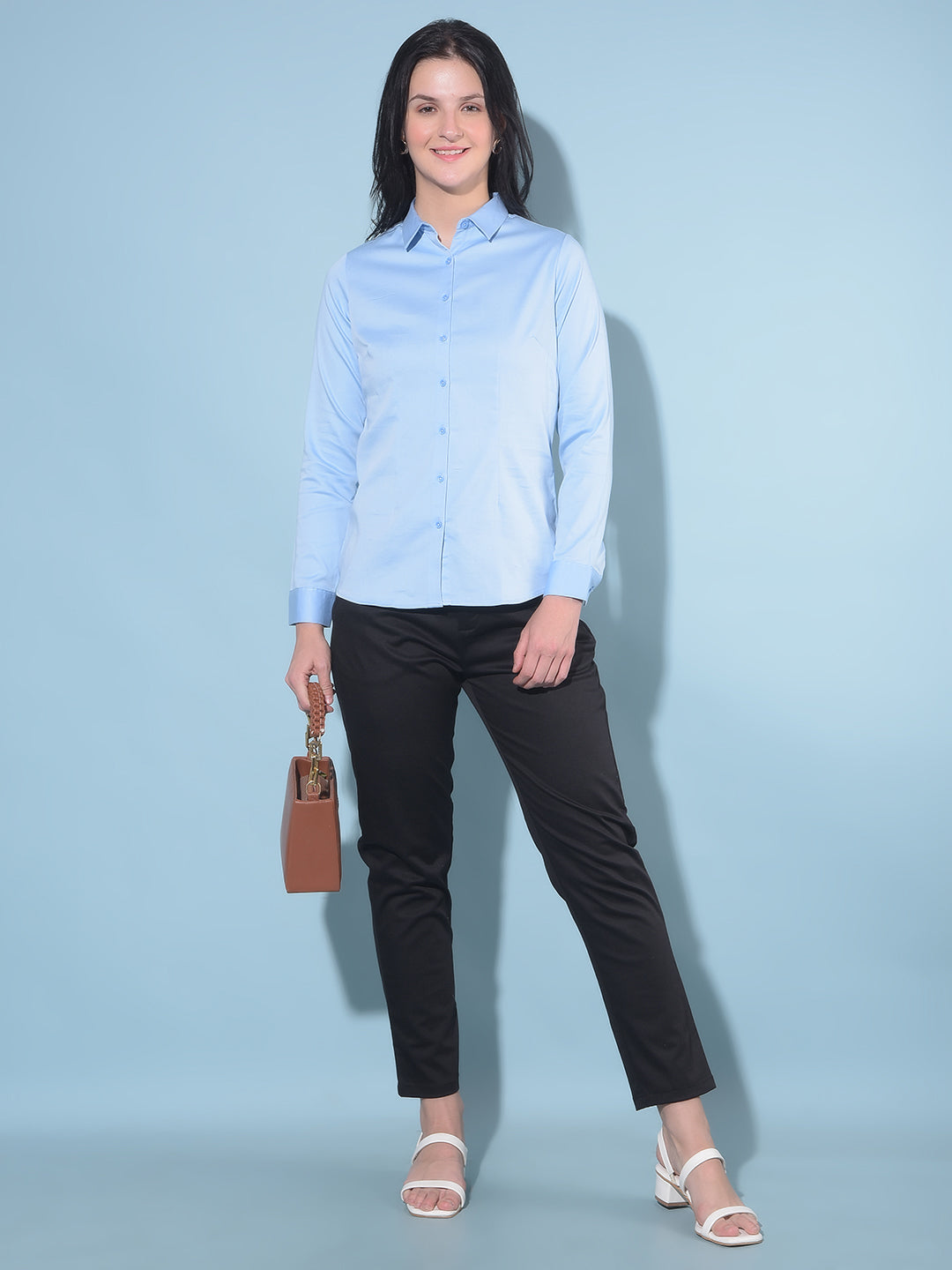 Blue Shirt-Women Shirts-Crimsoune Club