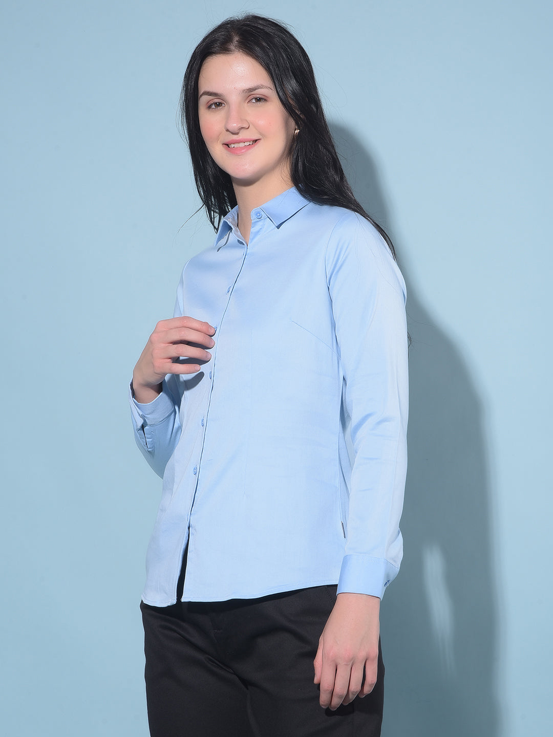 Blue Shirt-Women Shirts-Crimsoune Club
