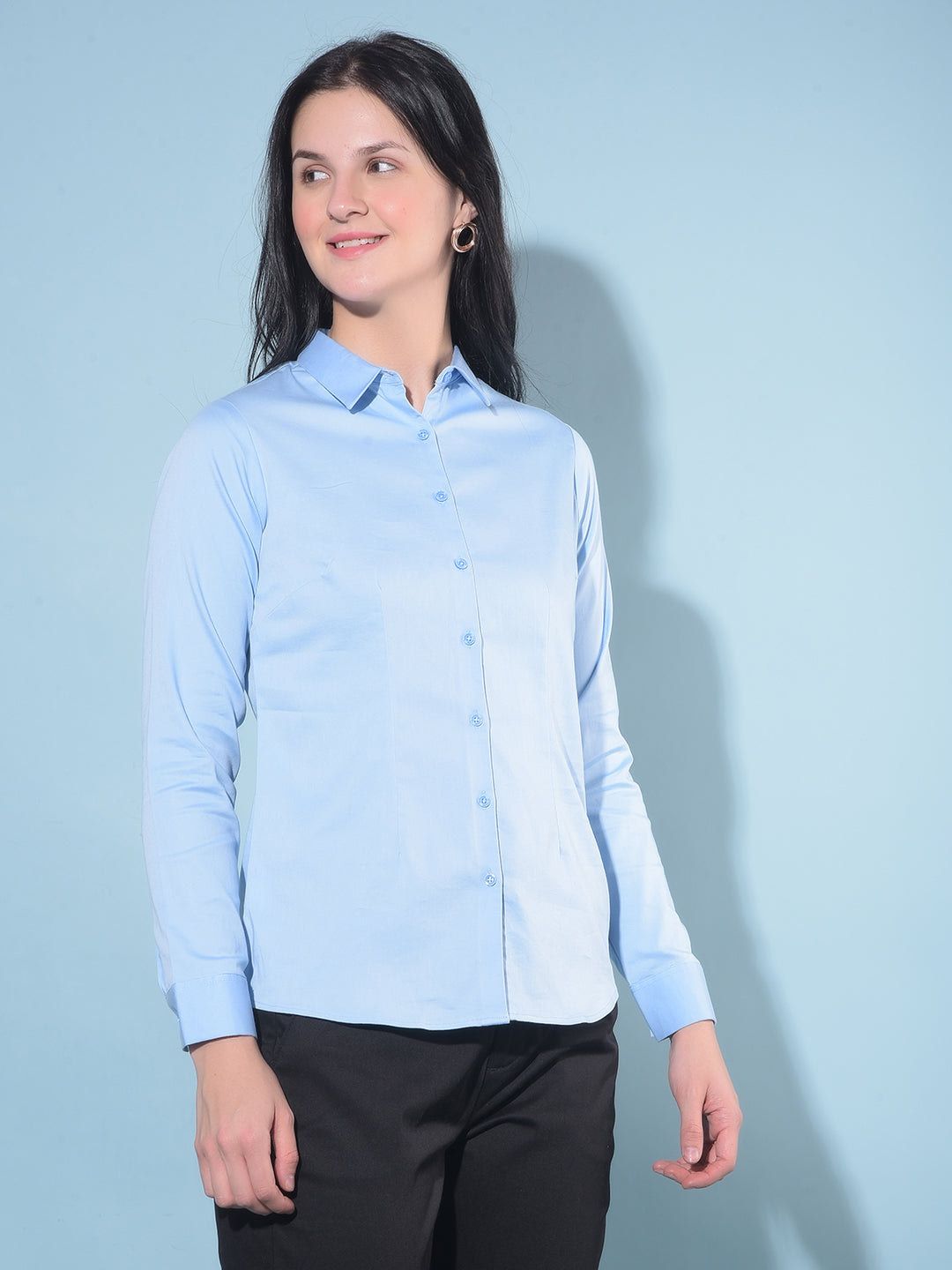Blue Shirt-Women Shirts-Crimsoune Club