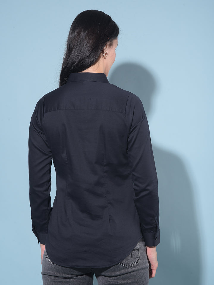 Navy Blue Shirt-Women Shirts-Crimsoune Club