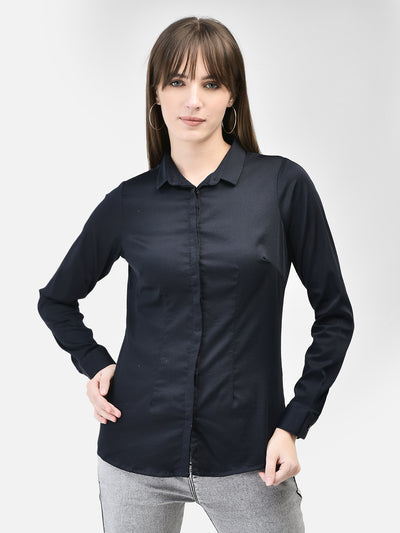 Navy Blue Shirt-Women Shirts-Crimsoune Club