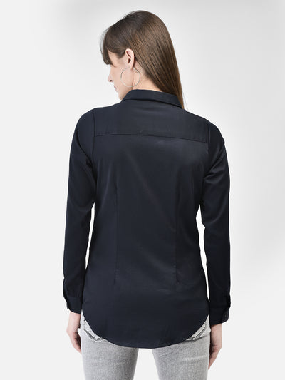 Navy Blue Shirt-Women Shirts-Crimsoune Club