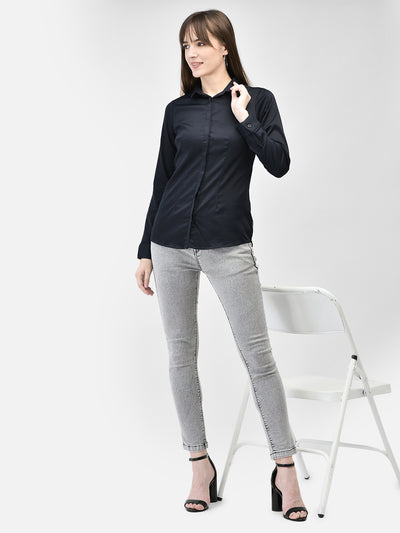 Navy Blue Shirt-Women Shirts-Crimsoune Club