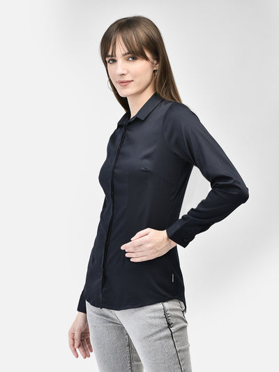 Navy Blue Shirt-Women Shirts-Crimsoune Club