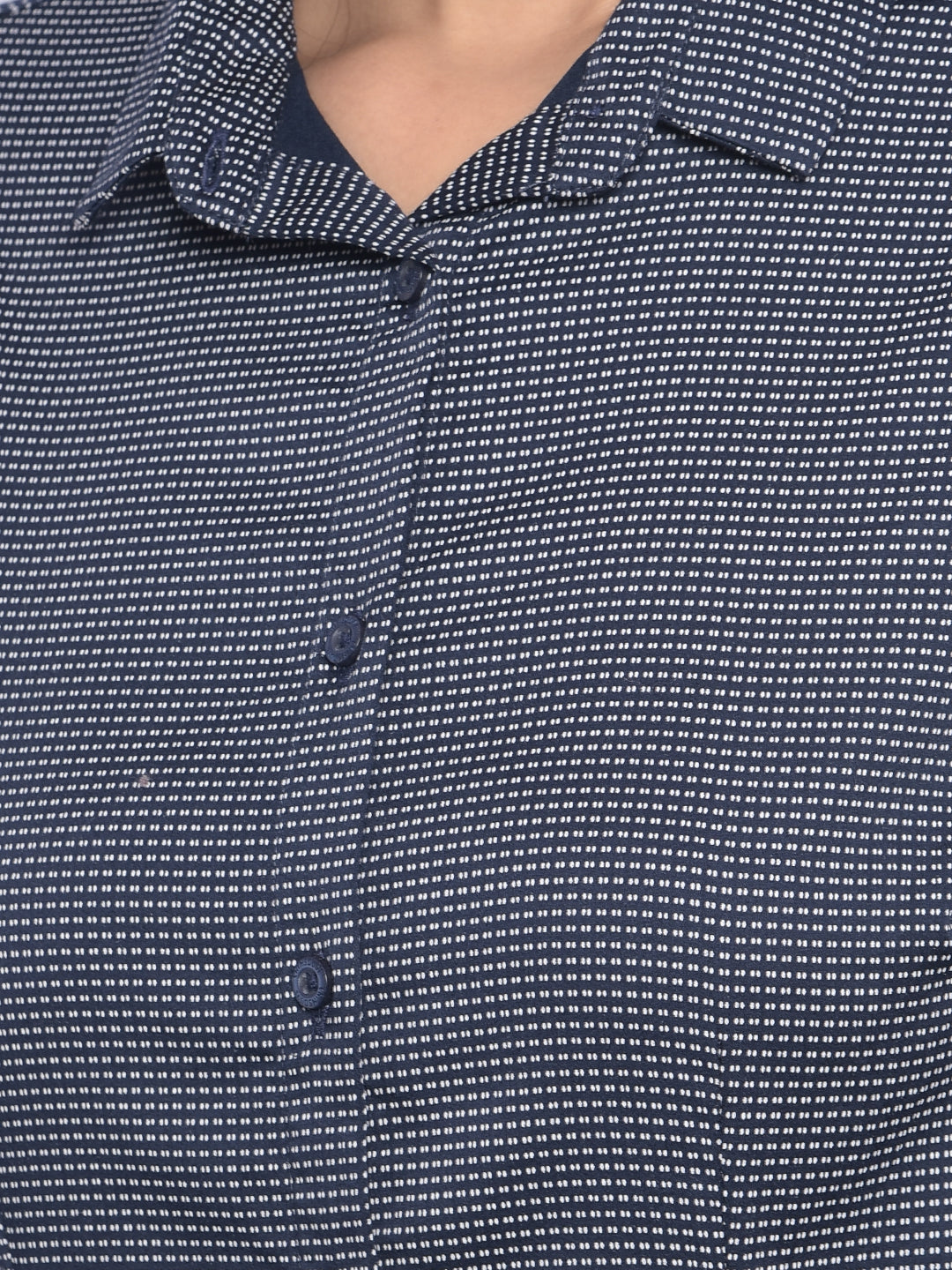 Navy Blue Printed Shirts-Women Shirts-Crimsoune Club