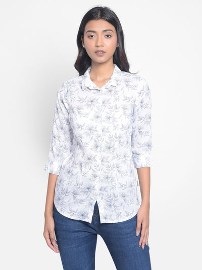 White Printed Shirt-Women Shirts-Crimsoune Club