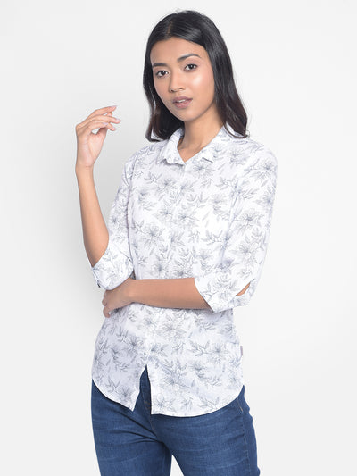 White Printed Shirt-Women Shirts-Crimsoune Club