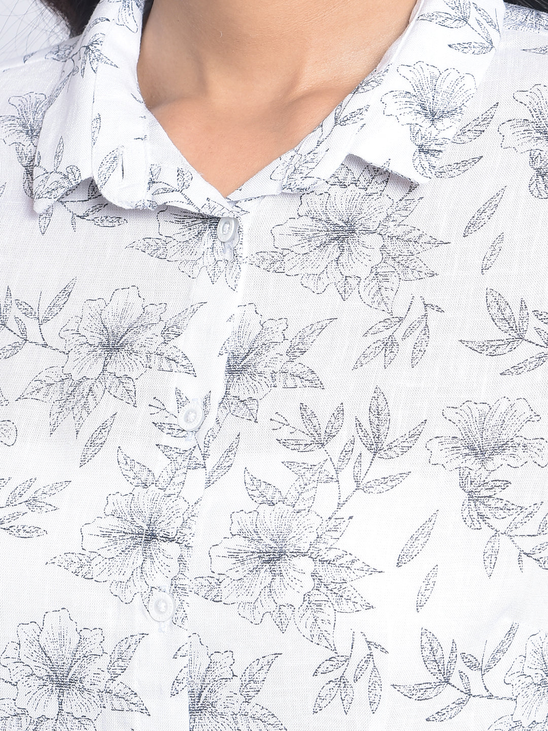 White Printed Shirt-Women Shirts-Crimsoune Club