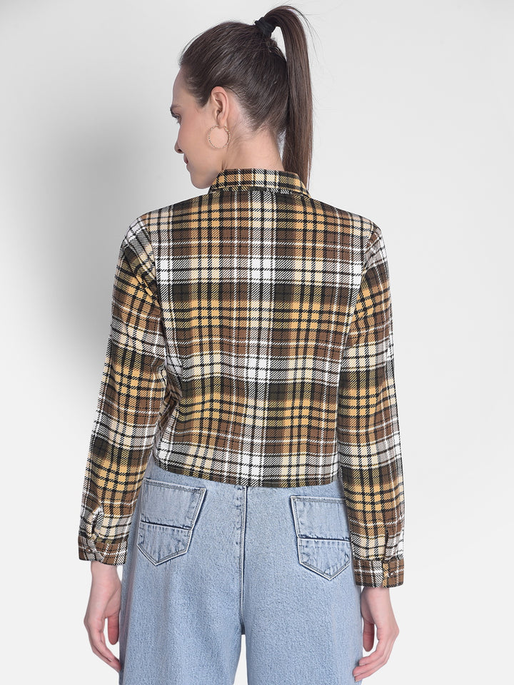 Multicolor Crop Length Corduroy Shirt-Women Shirts-Crimsoune Club