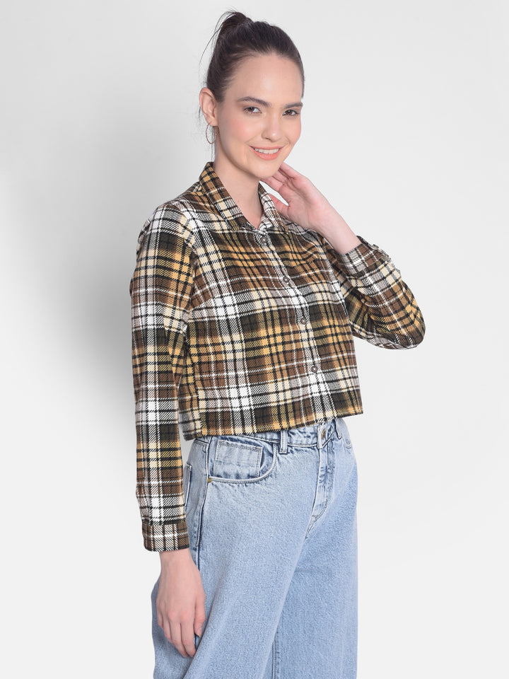 Multicolor Crop Length Corduroy Shirt-Women Shirts-Crimsoune Club