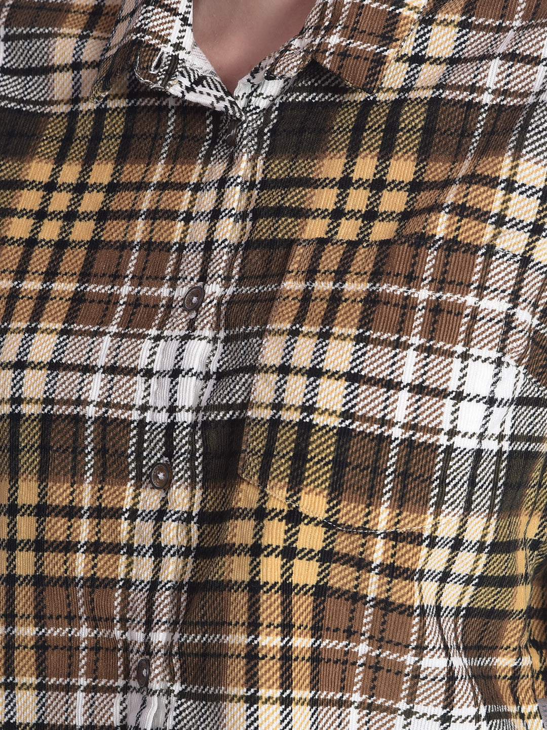 Multicolor Crop Length Corduroy Shirt-Women Shirts-Crimsoune Club