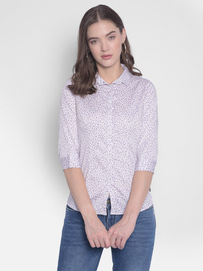 Purple Floral Shirt-Women Shirts-Crimsoune Club