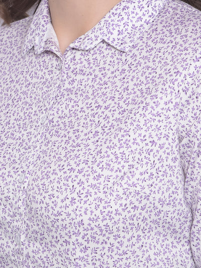 Purple Floral Shirt-Women Shirts-Crimsoune Club