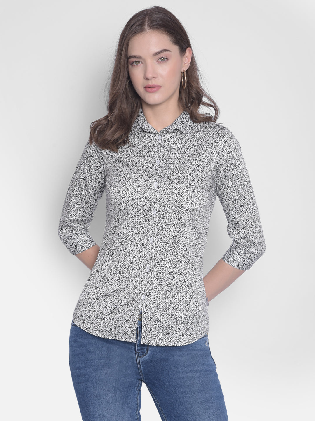 Black Floral Shirt-Women Shirts-Crimsoune Club
