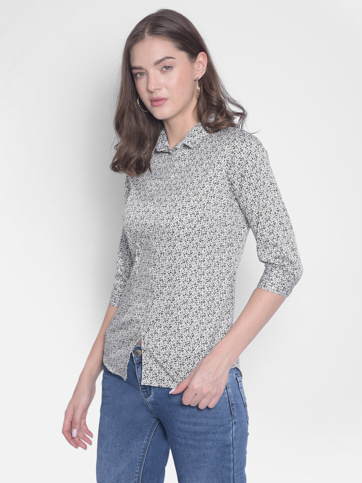 Black Floral Shirt-Women Shirts-Crimsoune Club