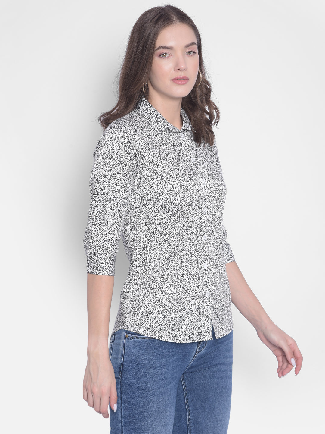 Black Floral Shirt-Women Shirts-Crimsoune Club