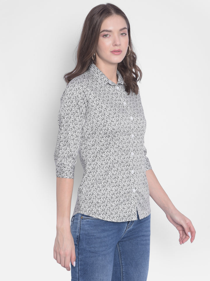 Black Floral Shirt-Women Shirts-Crimsoune Club