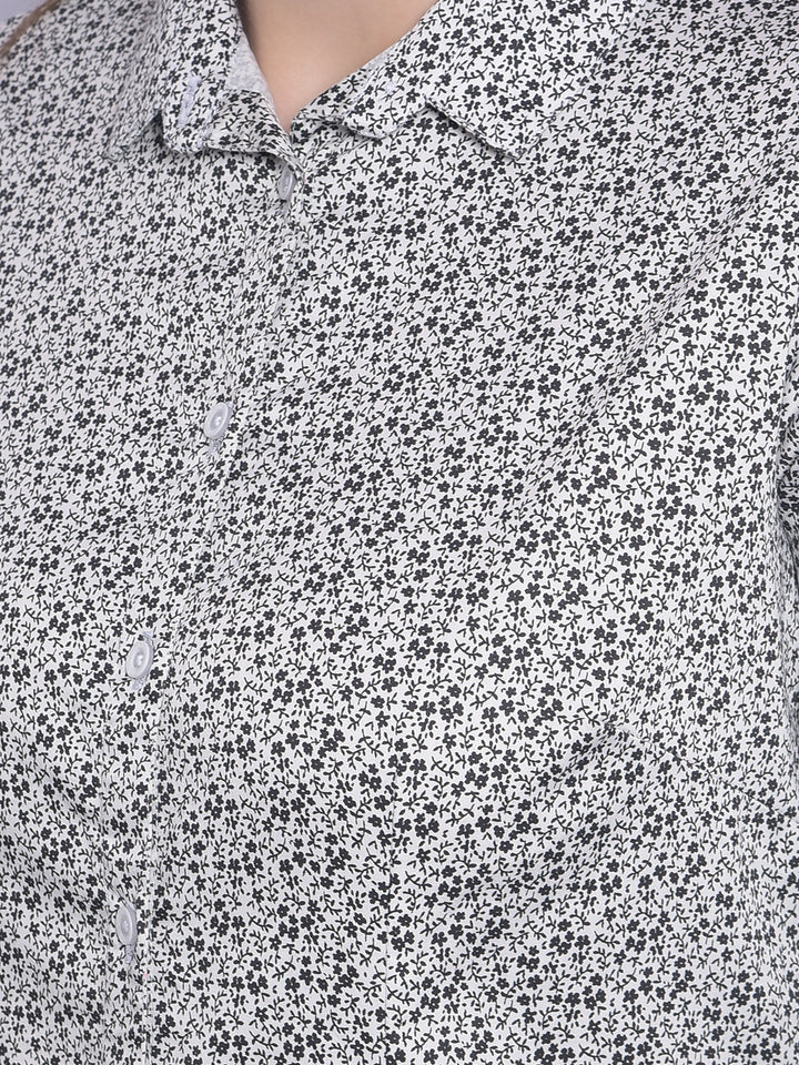 Black Floral Shirt-Women Shirts-Crimsoune Club