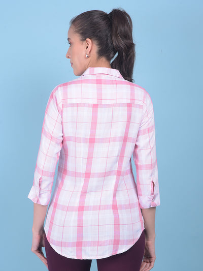 Pink Tartan Check Shirt-Women Shirts-Crimsoune Club