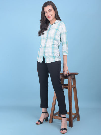 Green Tartan Check Shirt-Women Shirts-Crimsoune Club