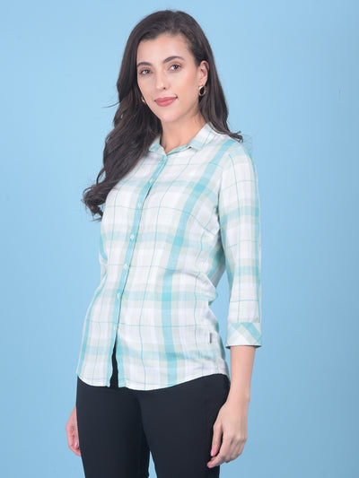 Green Tartan Check Shirt-Women Shirts-Crimsoune Club