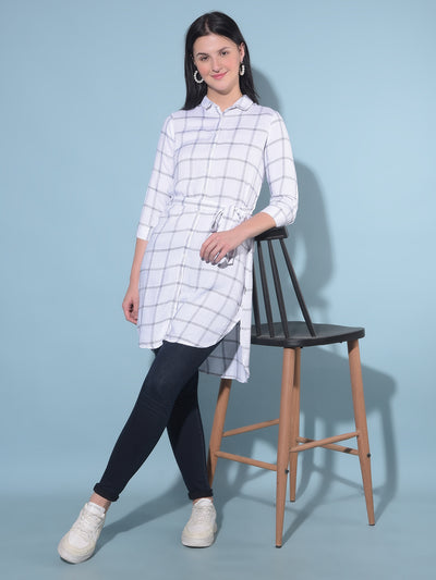 White Checked Shirt-Women Shirts-Crimsoune Club