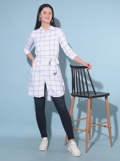 White Checked Shirt-Women Shirts-Crimsoune Club