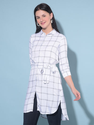 White Checked Shirt-Women Shirts-Crimsoune Club