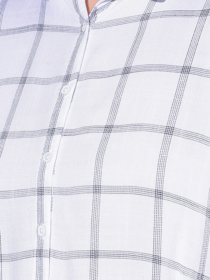 White Checked Shirt-Women Shirts-Crimsoune Club