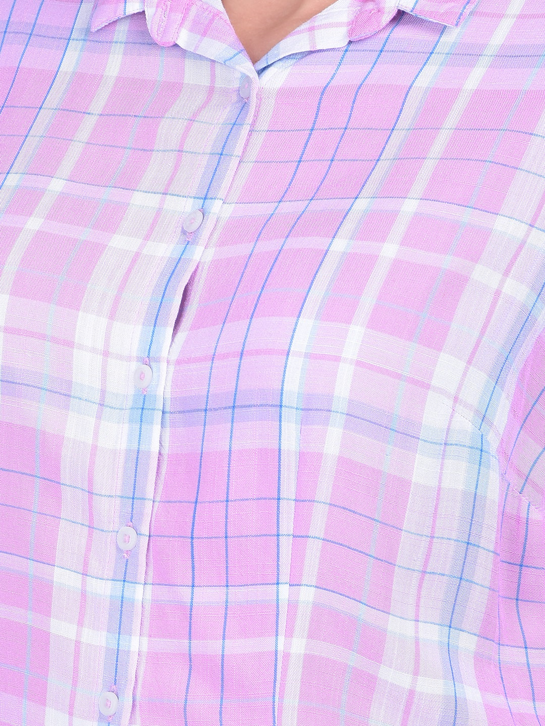 Pink Tartan Check Shirt-Women Shirts-Crimsoune Club