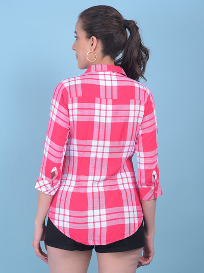 Red Tartan Check Shirt-Women Shirts-Crimsoune Club