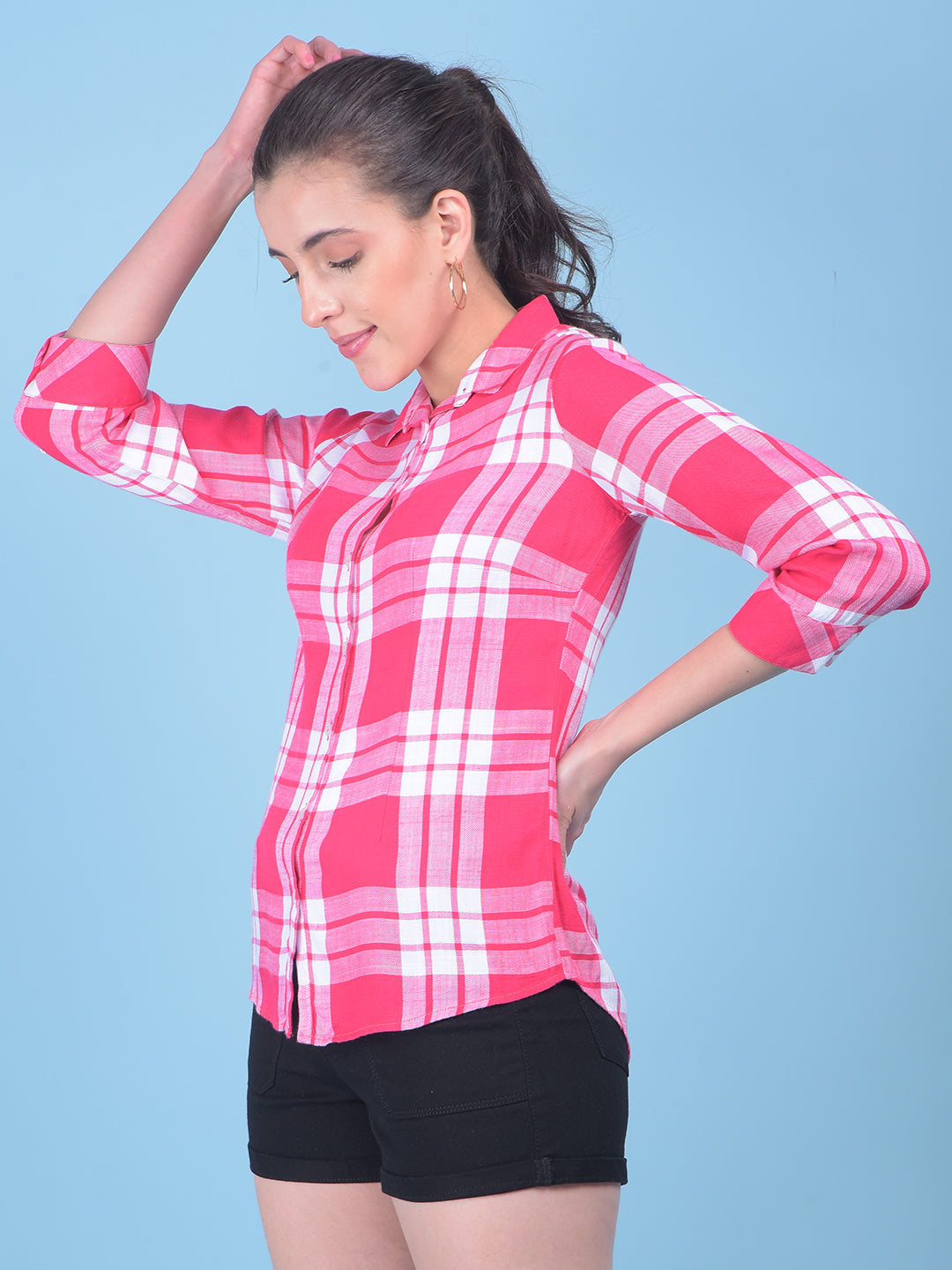 Red Tartan Check Shirt-Women Shirts-Crimsoune Club