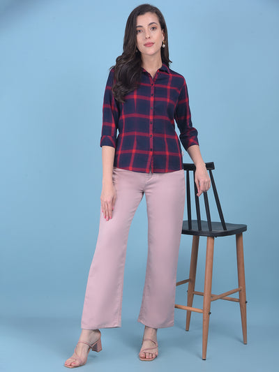 Red Tartan Check Shirt-Women Shirts-Crimsoune Club