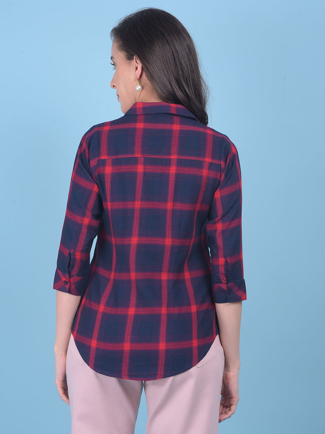 Red Tartan Check Shirt-Women Shirts-Crimsoune Club