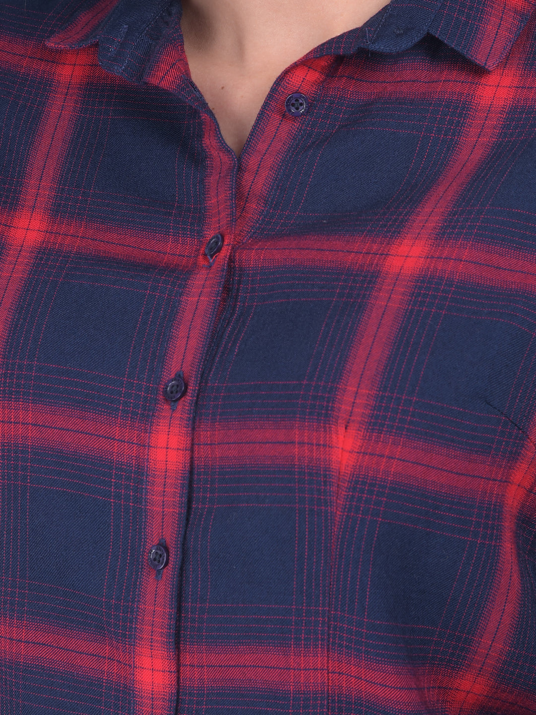 Red Tartan Check Shirt-Women Shirts-Crimsoune Club