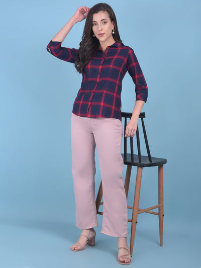 Red Tartan Check Shirt-Women Shirts-Crimsoune Club