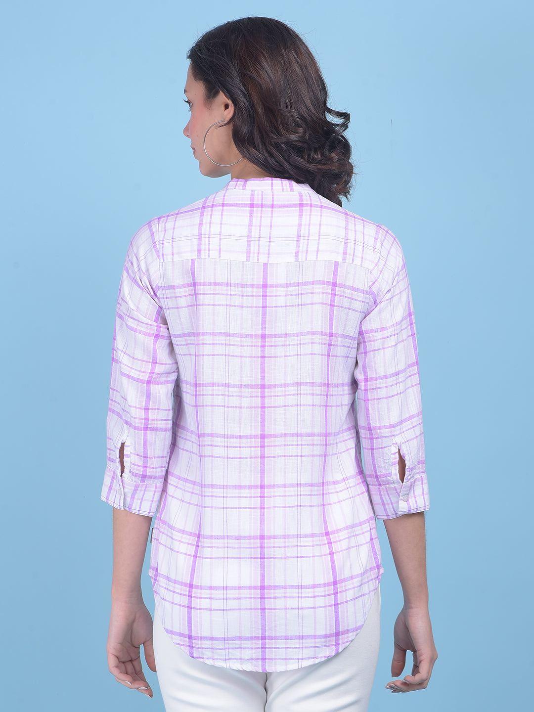 Purple Tartan Check Shirt-Women Shirts-Crimsoune Club