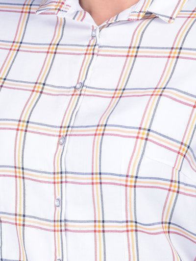 Peach Plain Check Shirt-Women Shirts-Crimsoune Club