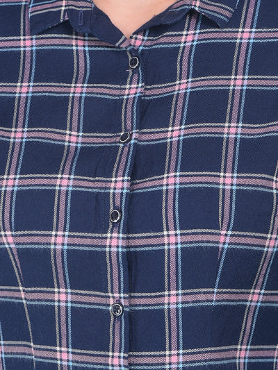 Peach Plain Check Shirt-Women Shirts-Crimsoune Club