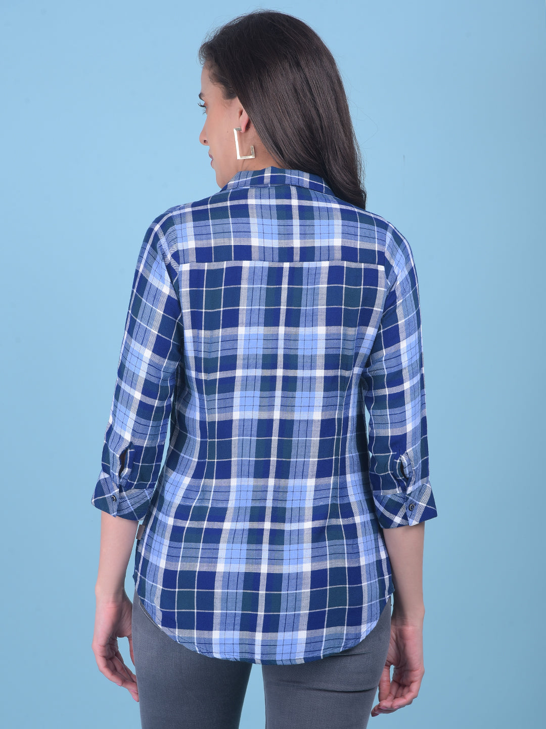 Peach Tartan Check Shirt-Women Shirts-Crimsoune Club