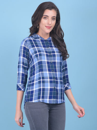 Peach Tartan Check Shirt-Women Shirts-Crimsoune Club