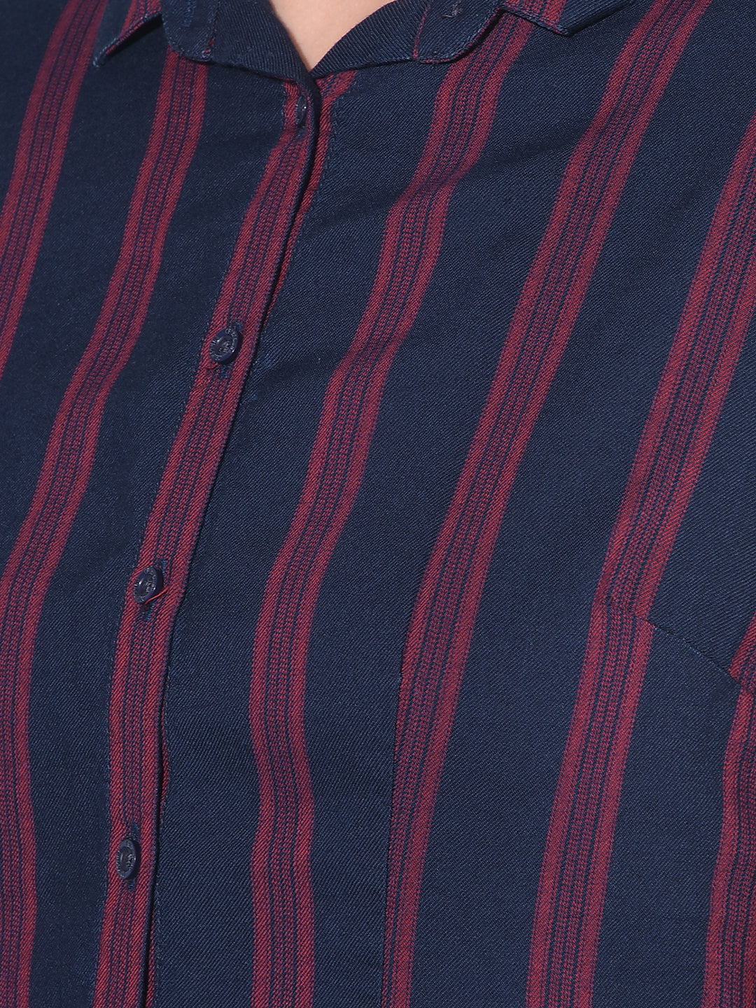 Red Vertical Striped Shirt-Women Shirts-Crimsoune Club