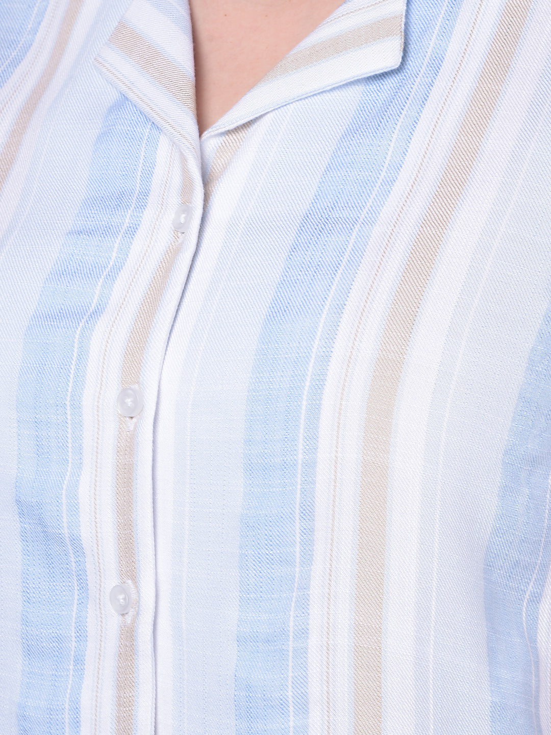 Blue Striped Shirt-Women Shirts-Crimsoune Club