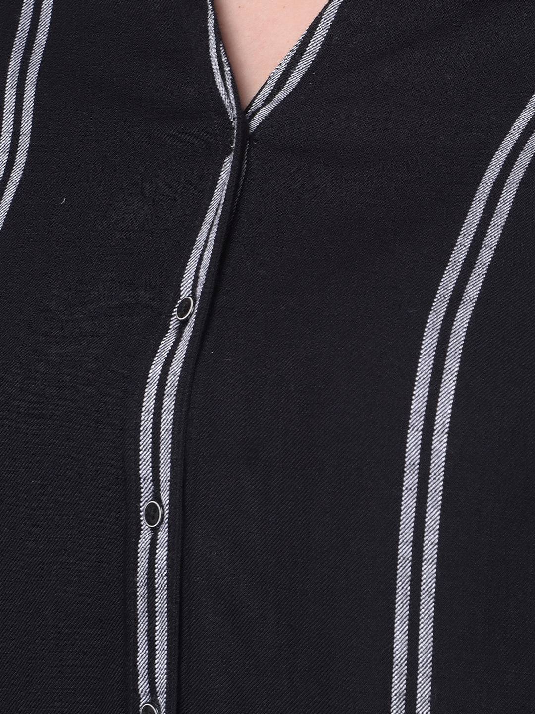 Black Striped Shirt-Women Shirts-Crimsoune Club