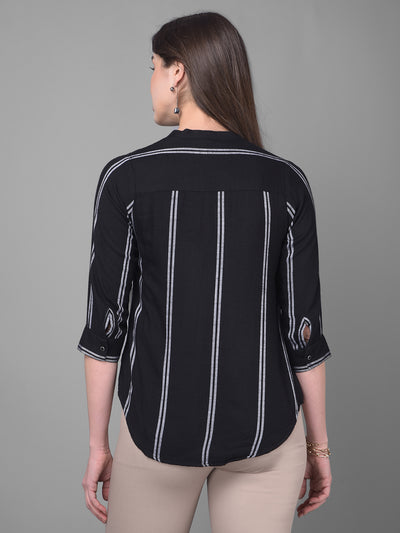 Black Striped Shirt-Women Shirts-Crimsoune Club