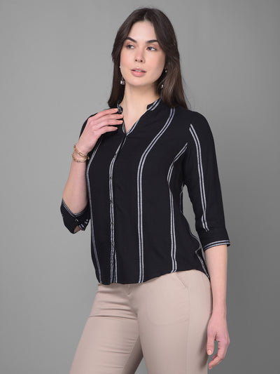 Black Striped Shirt-Women Shirts-Crimsoune Club